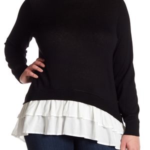 Susina Ruffled Black & White Sweater Size 4X